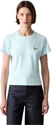 Kenzo Camiseta con bordado de firma - Tops - Mujer - Azul - XS