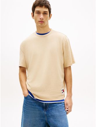 Tommy Hilfiger Mens Tommy Jeans Wavy Flag T-Shirt - Beige - XL