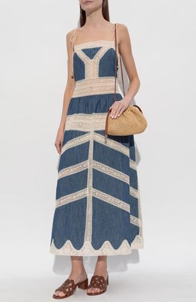 Zimmermann Dress With Lace Inserts, Womens, Navy Blue