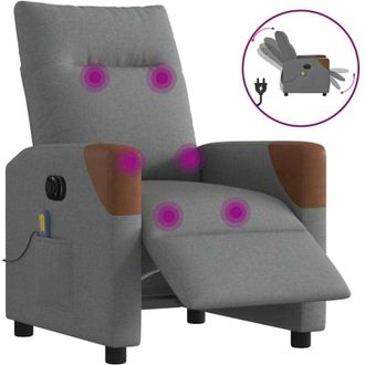 vidaXL Poltrona Reclinabile Massaggio Elettrica Grigio Scuro Tessuto - Vidaxl
