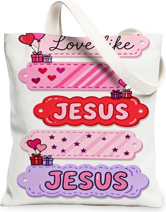 Generic ValentineS Hearts Canvas Tote Bags, Cute Love Design Reusable Grocery Bags, Lightweight Washable Shoulder Strap Canvas for, White, 13x15 Inch