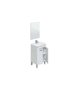 F.R.S. Frs - Mueble Lavabo Cer&aacute;mico Y Espejo Konce En Acabado Blanco 80 Cm(alto)50 Cm(ancho)40 Cm(largo)