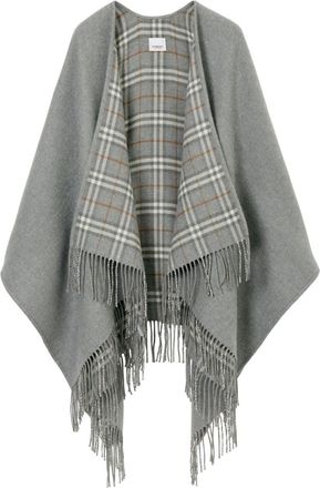 Burberry check-print reversible wool cape - unisex - Wool - OS - Grey