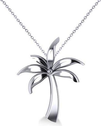 Allurez Summer Palm Tree Pendant Necklace in 14k in White Gold at Nordstrom, Size 18
