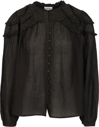 Isabel Marant Christa Blouse - Dames - Overhemden - Zwart - XS - Katoen - Overhemden