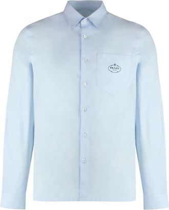 Prada Heren, Overhemden, Blauw, Maat: 2XS Katoen