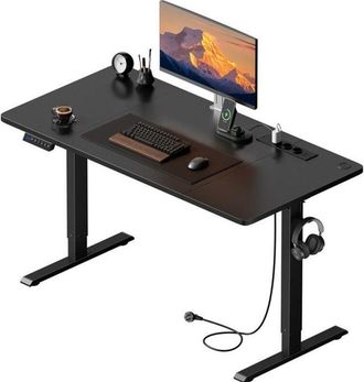 OEM Hlonone Escritorio Elevable El&eacute;ctrico 140 X 60 Cm, Mesa Escritorio Elevable Con Enchufes Y Puertos Usb, Mesa Regulable, Negro