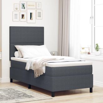 vidaXL LED Box Spring Bed Dark Grey and White 100 x 200 cm vidaXL