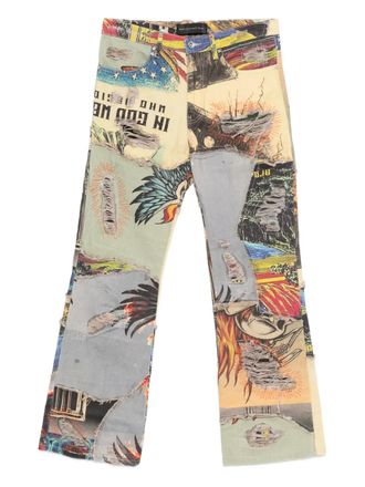 Who Decides War by Ev Bravado patchwork ripped denim - men - Cotton - 34 - Neutrals