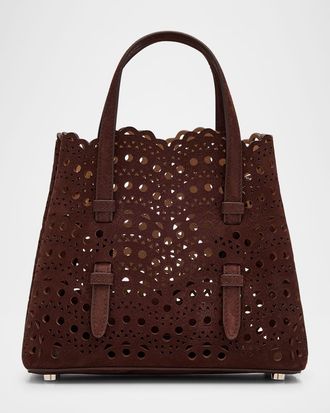 Alaia Mina 20 Top-Handle Bag in Perforated Suede