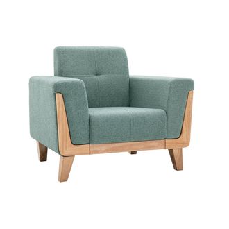 Miliboo Sill&oacute;n N&oacute;rdico De Tejido Verde Gris&aacute;ceo Y Madera Clara Fjord
