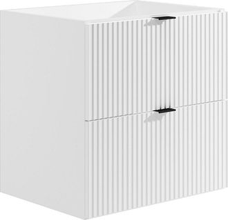 Vente-Unique Mueble de baño suspendido estriado - Blanco mate - 60 cm - ZEVINI