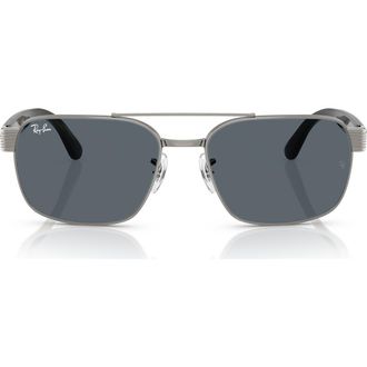 Ray-Ban 61mm Square Sunglasses in Gunmetal /Blue at Nordstrom