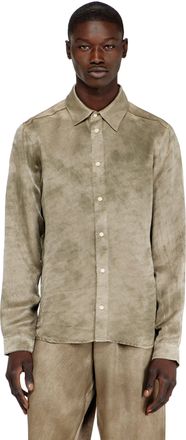 Diesel Shirt in logo-jacquard crinkled satin - Shirts - Man - Brown