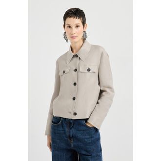 Brunello Cucinelli Linen diagonal jacket in Beige at Nordstrom, Size 50 It