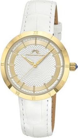 Porsamo Bleu Monroe Leather Strap Watch in White Gold Tone at Nordstrom Rack