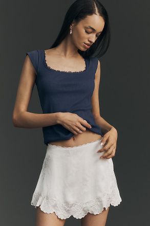 Maeve Lace-Trim Cap-Sleeve Shirt Top