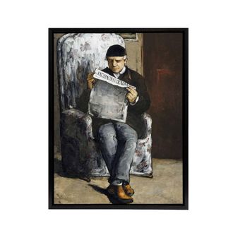 Artery8 The Artists Father Reading Newspaper Cezanne Framed Canvas Wall Art | Size: W24 x H32
