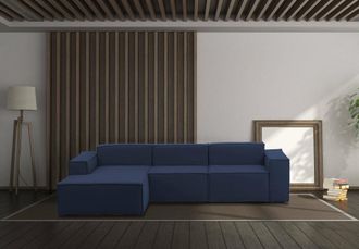 Talamo Italia Talamo Italia Sof&aacute; Fijo Jessica, Sof&aacute; Modular 3 Plazas Pen&iacute;nsula Izquierda, 100% Made In Italy, Sof&aacute; Moderno En Tela, Cm 300x170h70, Azul, Con Embalaj