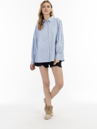 Dreimaster Dreimaster Bloes met lange mouwen Dames wit lichtblauw