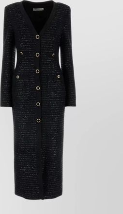 Alessandra Rich tweed dress with buttoned cuffs and slit pockets