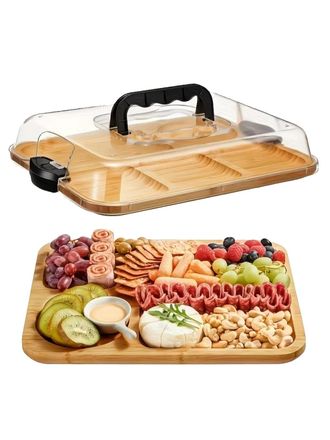 OEM Tagliere Per Formaggi, Coperchio Trasparente, Materiale In Bamb&ugrave;, Multi