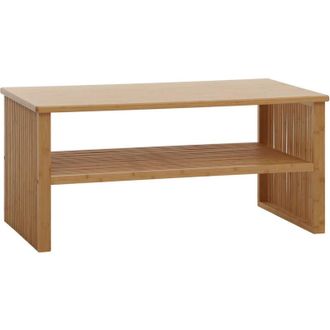 Hhg Tavolino in bamb&ugrave; HHG 583, tavolo da salotto dappoggio, vano portaoggetti Certificato mvg 46x97x55cm
