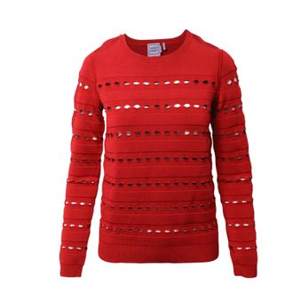 H&eacute;rve L&eacute;ger Stretch-Knit Bandage Pullover in Red Rayon