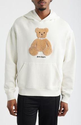 Palm Angels Bear Regular Fit Stretch Cotton Hoodie in Off White Brown at Nordstrom, Size Xx-Large