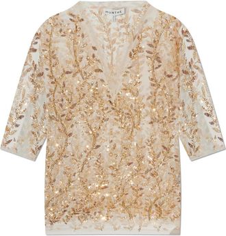 Munthe Babur Sequin Top - Dames - Blouses - Geel - S - Polyester - Overhemden