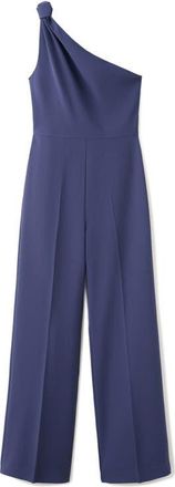 Mango Knotted One-Shoulder Jumpsuit in Ink Blue at Nordstrom, Size X-Small