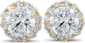Pompeii3 2 5/8 Ct. Round Halo Diamond Studs 14k Yellow Gold Earrings