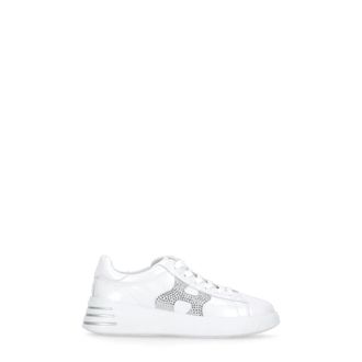 Hogan Sneakers, female, White, Size: 6 1/2 US White Leather Sneakers with Lurex Details