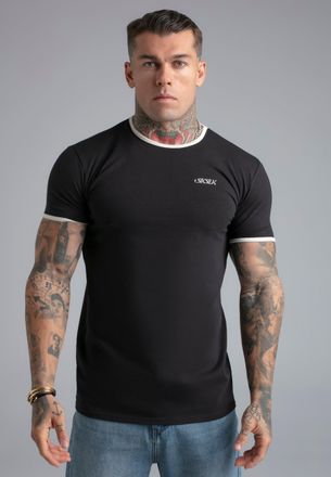 Siksilk Mens Black Ringer T-Shirt XXL