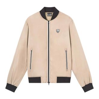 Emporio Armani Bomberjack met rits en logopatch - Heren - Jassen - Bruin - Maat: S Zijde