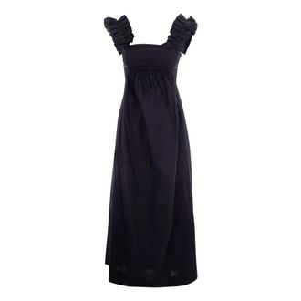 Liu Jo Maxi Dresses, female, Black, Size: XL Long Dress with Ruches