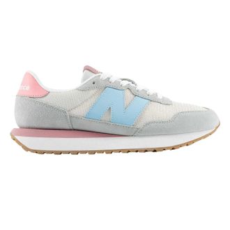 New Balance Dames 237 Classic su&egrave;de sneakers (Wit/blauw/roze)