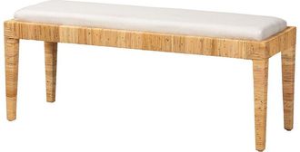 Baxton Studio Sofia Modern Bohemian Mahogany & Rattan Bench