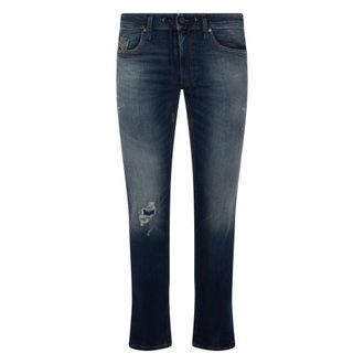 Diesel Slim-fit Jeans, male, Blue, Size: W28 Dark blue denim jeans with abrasions skinny
