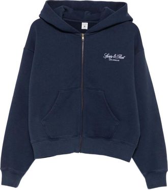 Sporty & Rich Logo-embroidered Zip-up Hoodie