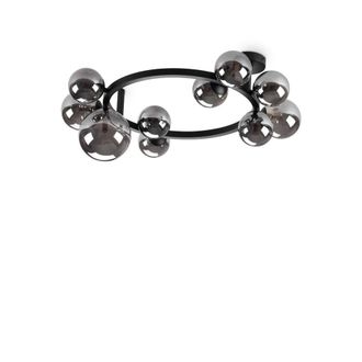 Netlighting Perlage 10 Light Globe Ceiling Light Black Smokey Grey Shade