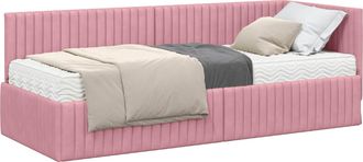 vidaXL Estructura De Cama Esquina Con Colch&oacute;n 2 Uds. Rosa 80 X 200 Cm Vidaxl