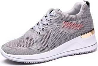 Generic Womens Fashion Slip On Platform Sneakers Breathable Knit Mesh Running Casual Sports Shoes for Walking Jogging Gym Workout White Trainers Women Extra W