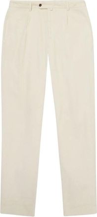 Brooks Brothers Eenplooi katoenen ribfluwelen chino - Heren - Chinos - Wit - W40 - Katoen - Broeken