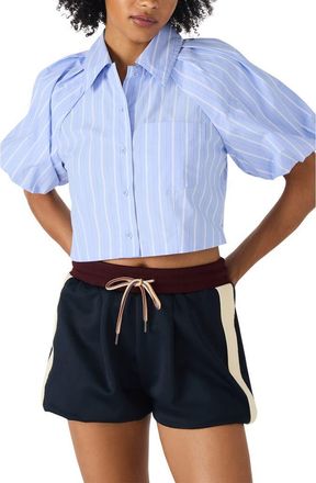 Steve Madden Reece Stripe Button-Up Shirt in Soft Blue at Nordstrom, Size Xx-Large