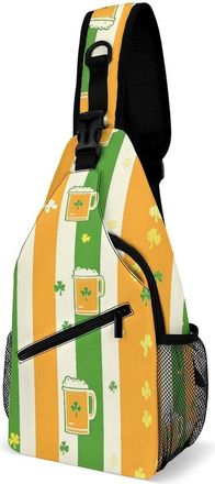 Generic St Day And Patricks Beer Mug Unisex Shoulder Bags Casual Crossbody Chest Bag Sling Backpack for Hiking Cycling Travel