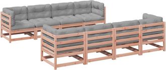 vidaXL Set De Sof&aacute;s Jard&iacute;n 9 Pzas Con Cojines Madera De Abeto Douglas Vidaxl