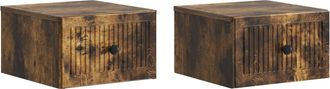 vidaXL Mesita De Noche De Pared 2 Uds. Roble Ahumado 33 X 34,5 X 20 Cm Vidaxl