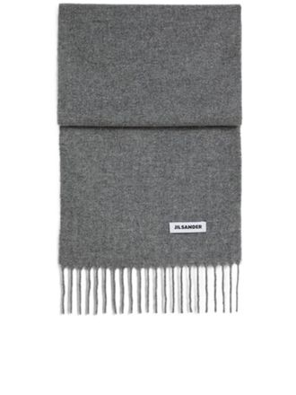Jil Sander Medium Grey Fringed Ends Scarf
