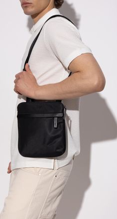 Emporio Armani Shoulder Bag With Logo, Mens, Black